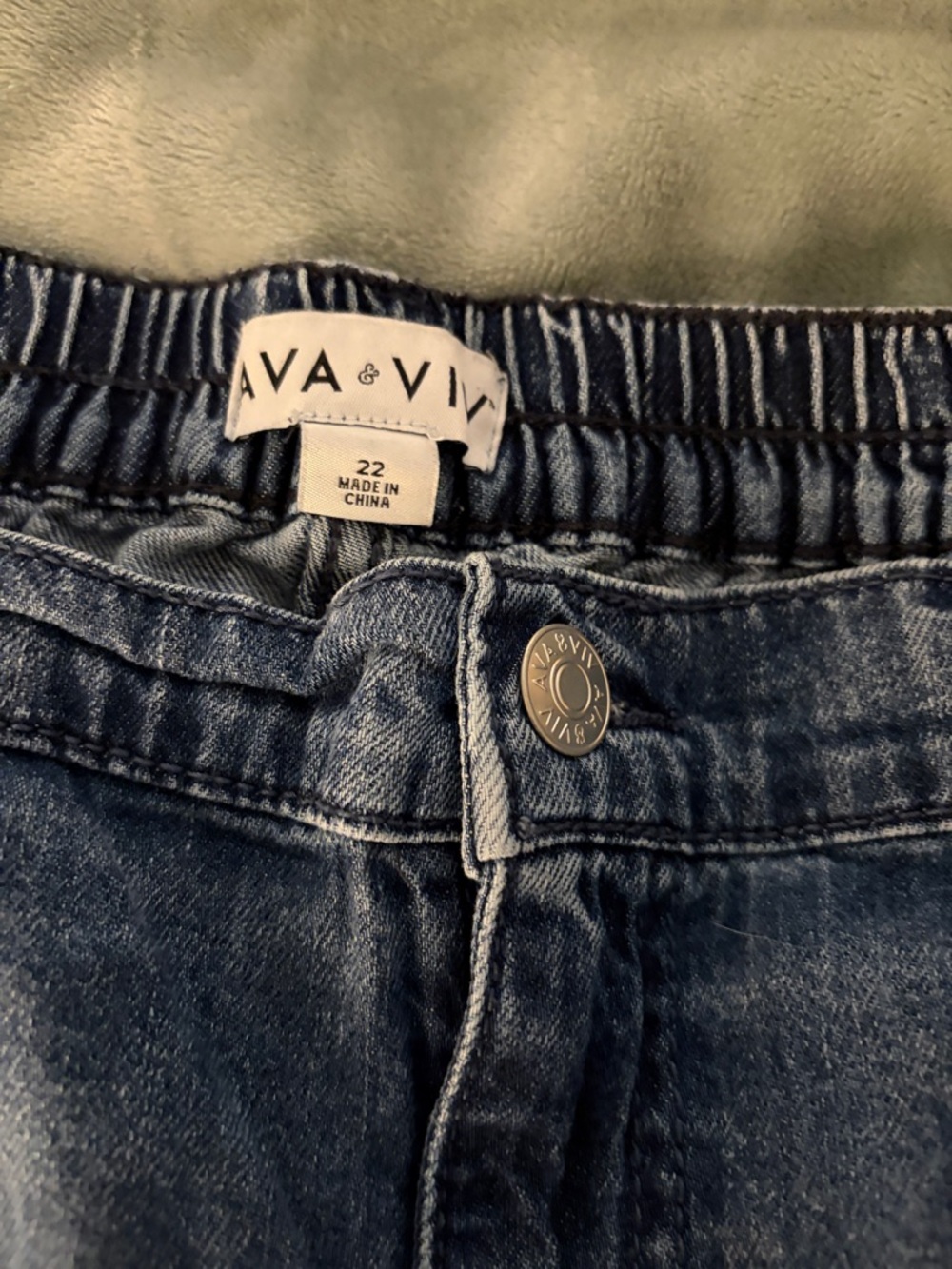 Ava & Viv Women's Dark Blue Elastic Waist Jeans